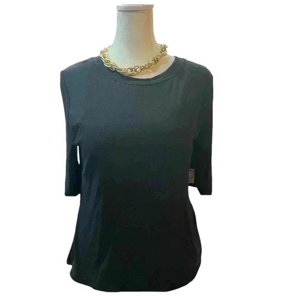 Women’s Black Short Sleeve Crewneck Top